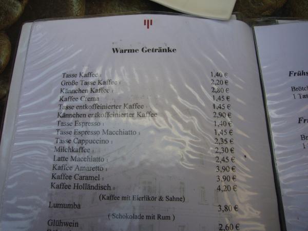 Nabídka kávových nápojů